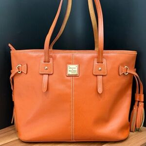 Authentic Dooney & Bourke Davis Tassel Orange Saffiano Leather Large Tote Bag